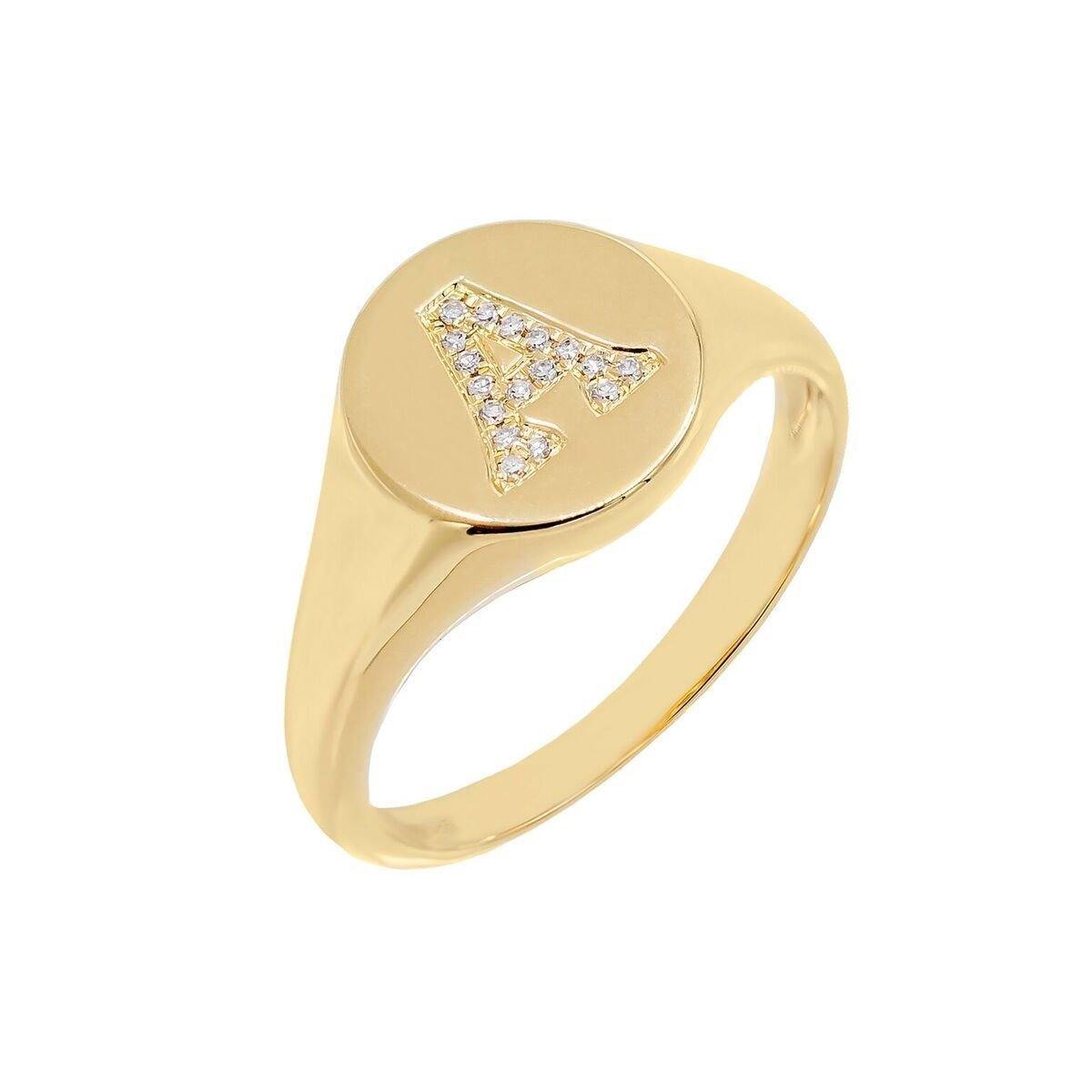 DIAMOND INITIAL SIGNET RING - bobbie carr