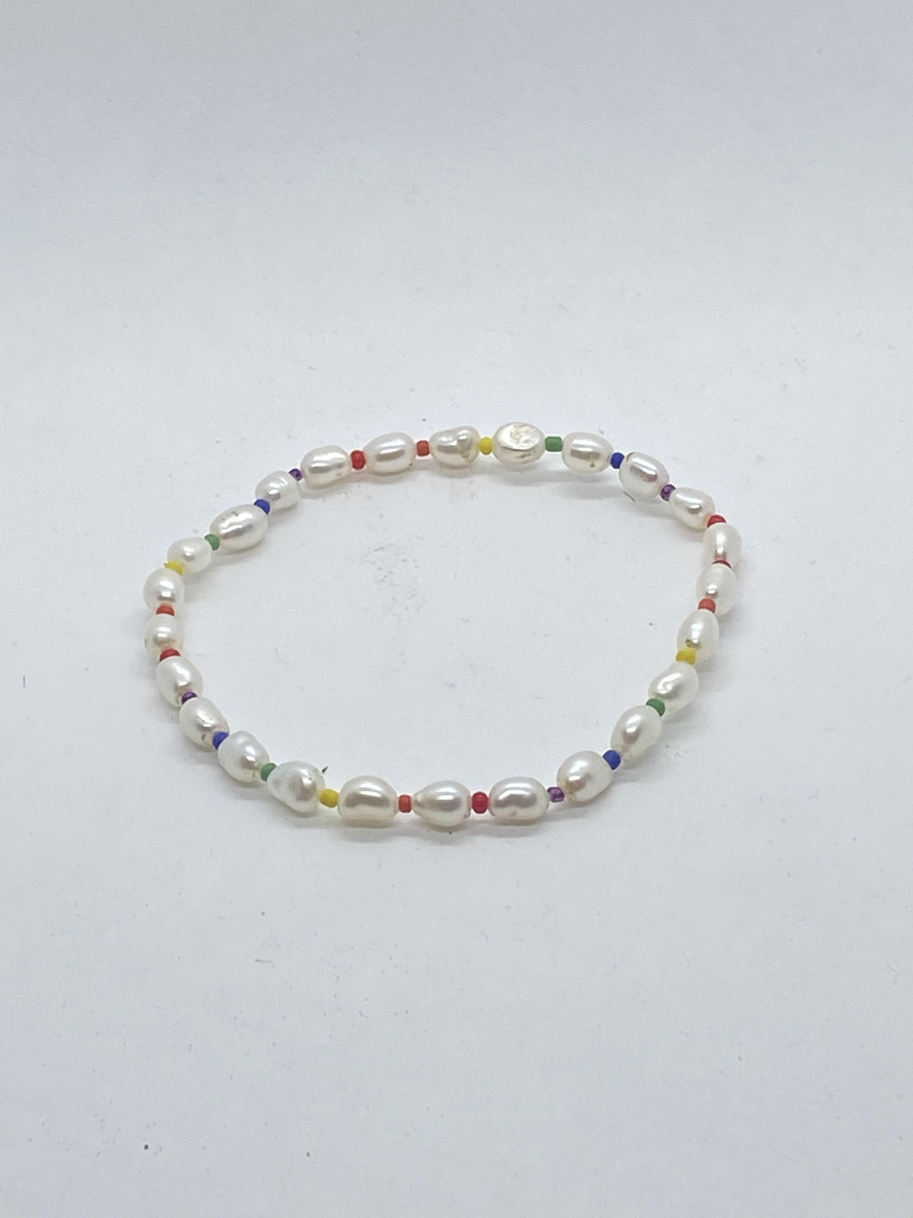 FRESH WATER PEARL ANKLET WITH RAINBOW BEADS - bobbie carr