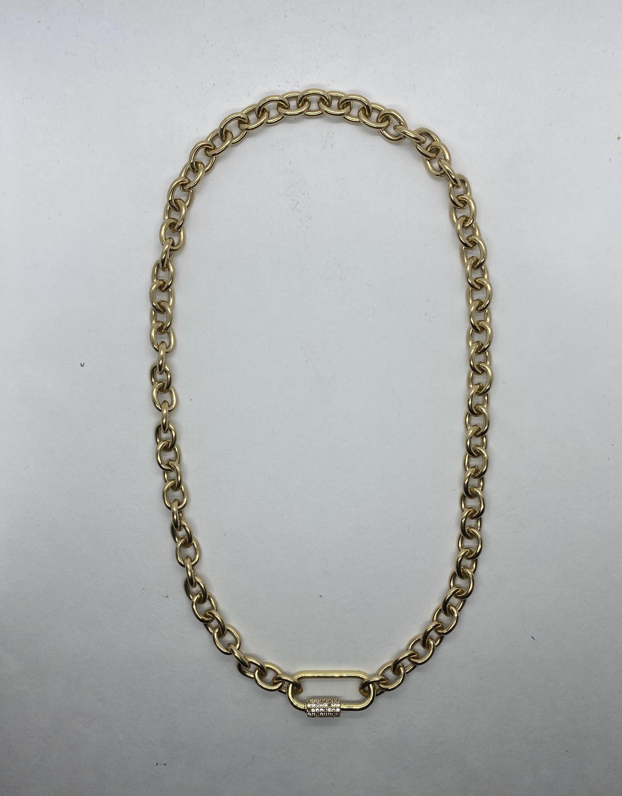 XXL ROUND LINK VERMEIL NECKLACE WITH CZ CARABINER - bobbie carr