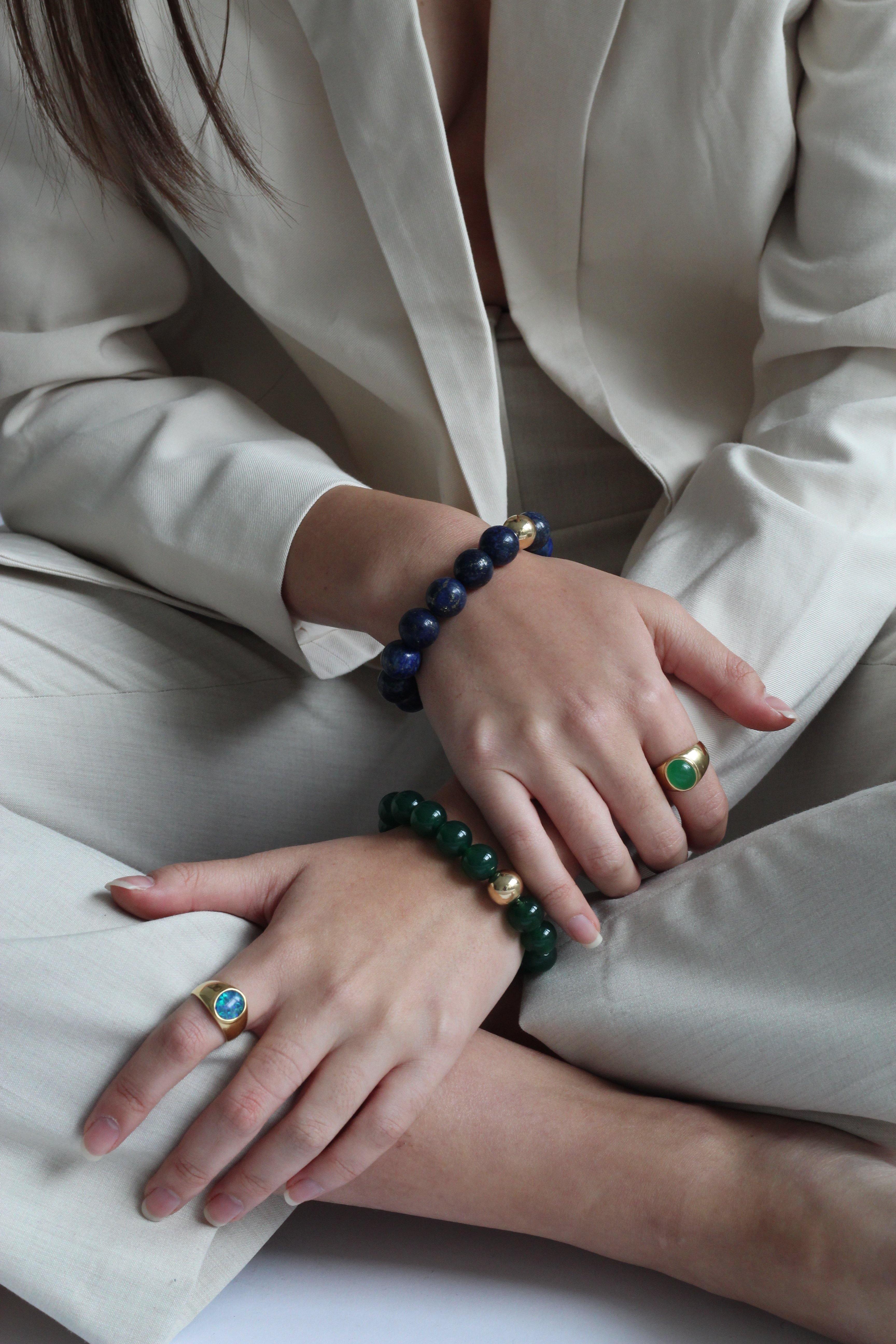 AGATE + GOLD BEAD BRACELET