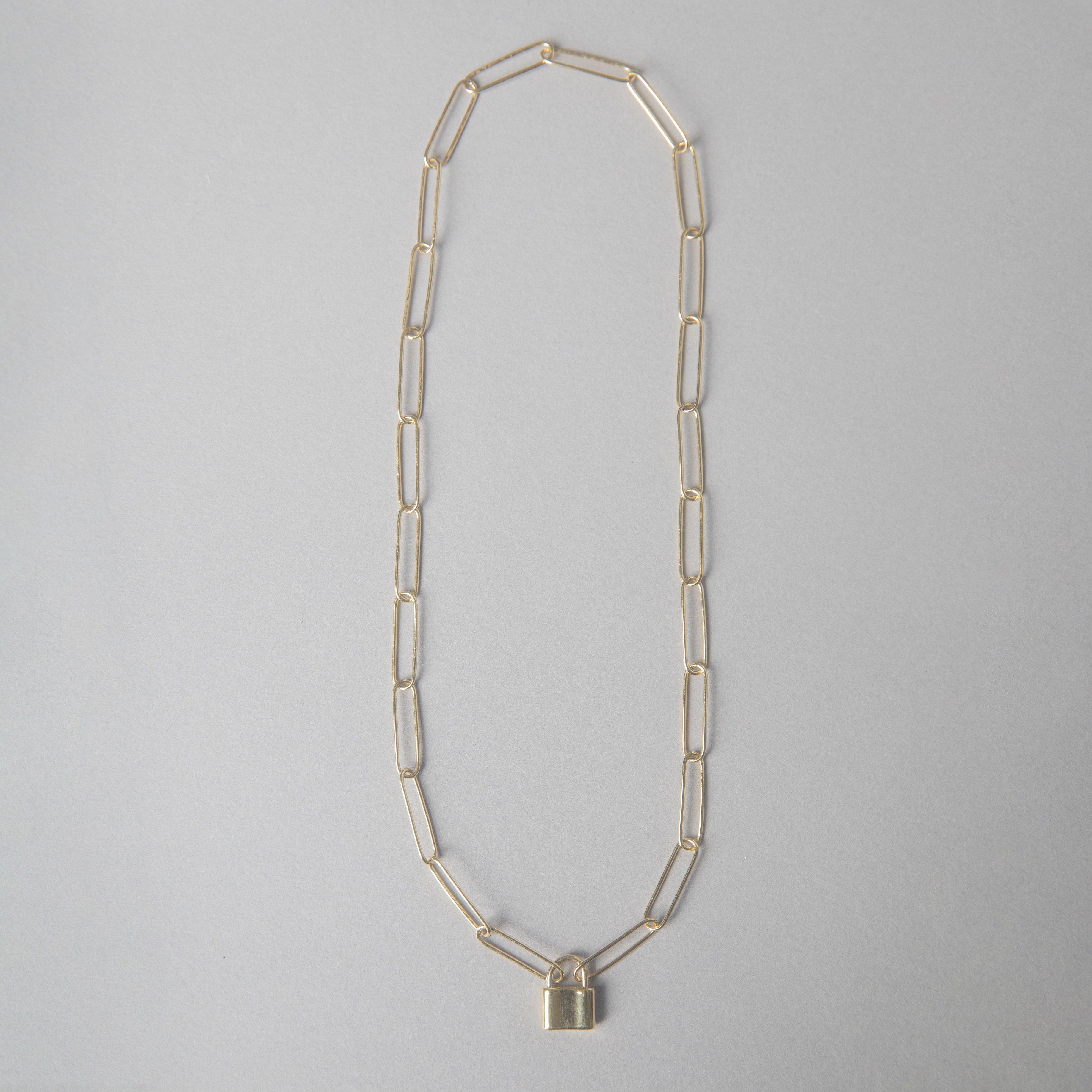 ROUND LINK PAPER CLIP NECKLACE WITH PADLOCK - bobbie carr