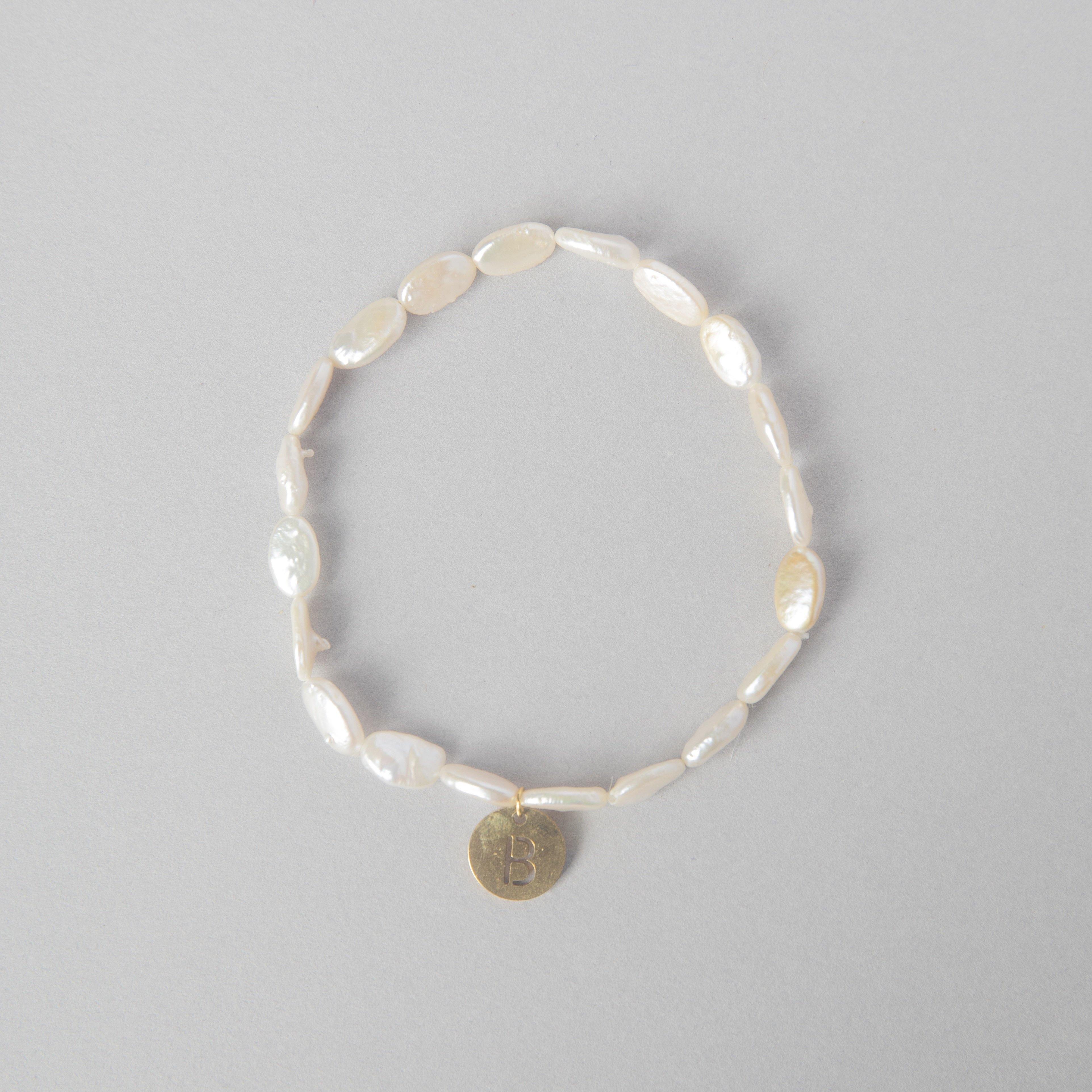 FRESH WATER PEARL ANKLET WITH PERSONALIZED DISK INITIAL - bobbie carr